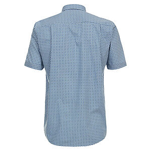 Redmond | Halbarmhemd | Baumwolle Popeline | Button-down-Kragen | Blau Druck