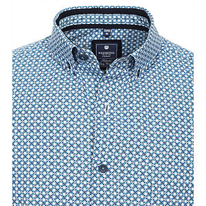 Redmond | Halbarmhemd | Baumwolle Popeline | Button-down-Kragen | Blau Druck