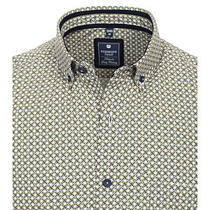 Redmond | Halbarmhemd | Baumwolle Popeline | Button-down-Kragen | Sand Druck