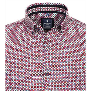 Redmond | Halbarmhemd | Baumwolle Popeline | Button-down-Kragen | Rot Druck