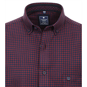 Redmond | Flanell-Hemd | Baumwolle | Mini-Karo | Rot