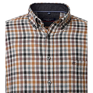 CasaModa | Flanell-Hemd | Button-Down-Kragen | Baumwolle | Sand Karo