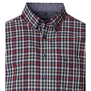 CasaModa | Halbarmhemd | Baumwolle | Button-down-Kragen | Rot Karo