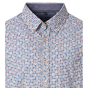 CasaModa | Freizeithemd | Baumwolle Popeline | Button-down-Kragen | Blau Allover Druck