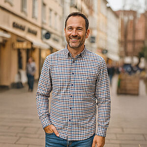 CasaModa | Freizeit Hemd | Oxford Baumwolle | Button down Kragen | Blau Karo