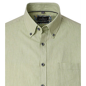 CasaModa | Sommerhemd Leinen-Mischung | Halbarm | Button-down-Kragen | Gr�n