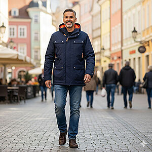 Brigg | Winterjacke mit Kapuze | Dunkelblau