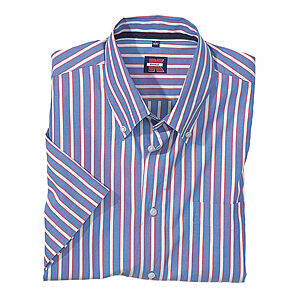 Kimmich | Sommerhemd | Kurzarm Baumwolle | Button down Kragen | Blau Streifen