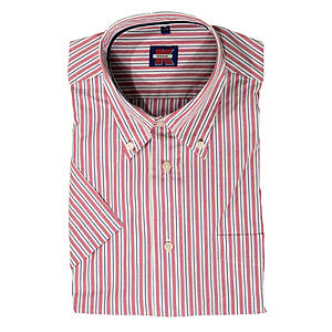 Kimmich | Sommerhemd | Kurzarm Baumwolle | Button down Kragen | Rot Streifen