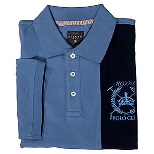 Kitaro | Streifen Polo | Baumwolle Piqu | Royal