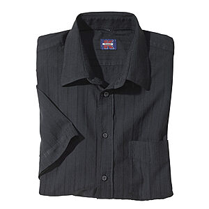 Kurzarmhemd | Uni-Sportiv | Kent-Kragen | Baumwolle | Schwarz