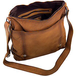Bffelkalbleder Umhngetasche Farbe cognac