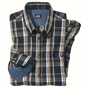 Langarm Karo-Hemd | Button-down-Kragen | Reine Baumwolle | Schwarz