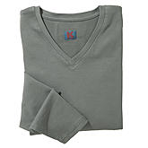 Langarm Shirt mit V-Ausschnitt  | elastische Baumwolle | Grau
