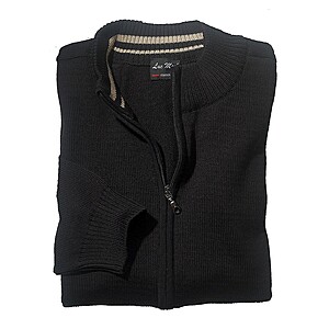 Strickjacke mit Reiverschluss | Schurwolle | Schwarz