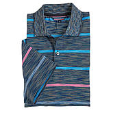 Navigazione | Bügelfreies Polohemd mit Bund | Querstreifen, mit Knopfleiste und Brusttasche | Farbe blau