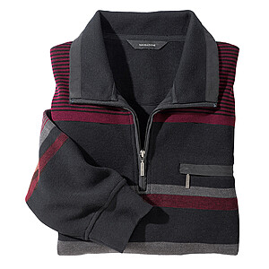 Navigazione | Pfegeleichtes Sweatshirt mit Troyerkragen | Burgund