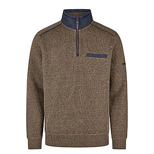 Navigazione | Pflegeleichtes Sweat-Shirt | Troyer-Kragen | Mit Brusttasche | Braun