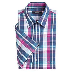 Navigazione | Sommerhemd Kurzarm | Reine Baumwolle | Kent Kragen | Blau-magenta