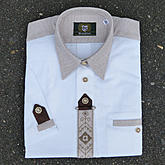 Orbis | Kurzarm-Hemd Country-Stil | Baumwolle | kontrastfarbiger Kent Kragen | Weiß