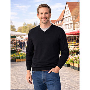 Casa Moda | Baumwoll-Pullover | V-Ausschnitt | Pima Cotton | Farbe schwarz