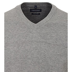   Casa Moda | Baumwoll-Pullover | V-Ausschnitt | Pima Cotton | Farbe silber