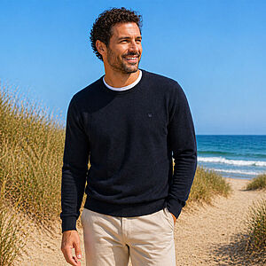 Redmond | Pullover Baumwolle | Rundhals | Marine