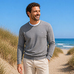 Redmond | Pullover Baumwolle | Rundhals | Grau