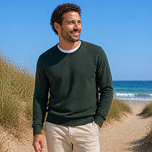Redmond | Pullover Baumwolle | Rundhals | Moos