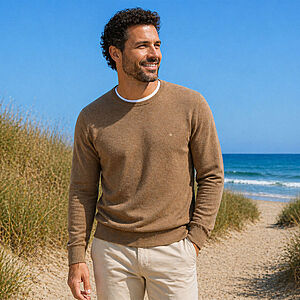 Redmond | Pullover Baumwolle | Rundhals | Camel