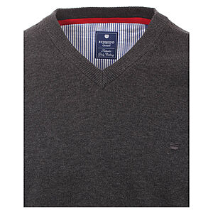 Redmond | Pullover Baumwolle | V-Ausschnitt | Anthrazit