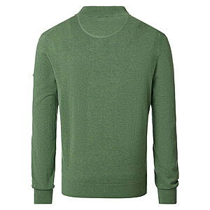 Redmond | College-Strickjacke | Struktur-Cardigan mit Reiverschluss | Baumwolle | Gras