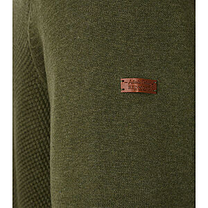 Redmond | College-Strickjacke | Struktur-Cardigan mit Reiverschluss | Baumwolle | Moos