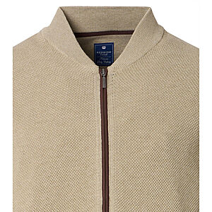 Redmond | College-Strickjacke | Struktur-Cardigan mit Rei�verschluss | Baumwolle | Natur