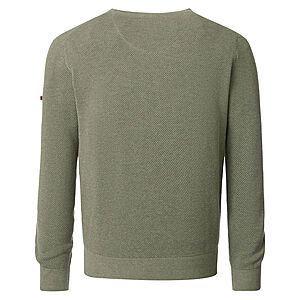 Redmond | Rundhals-Pullover | Baumwolle Strukturstrick | Salbei