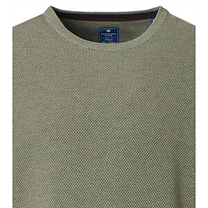 Redmond | Rundhals-Pullover | Baumwolle Strukturstrick | Salbei