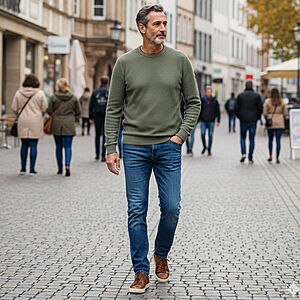 Redmond | Rundhals-Pullover | Baumwolle Strukturstrick | Salbei