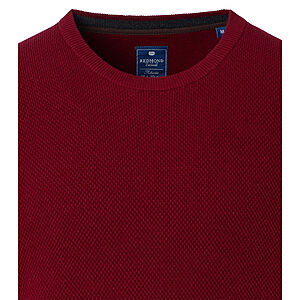 Redmond | Rundhals-Pullover | Baumwolle Strukturstrick | Rot