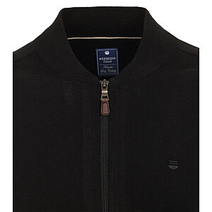 Redmond | College-Strickjacke | Baumwoll-Cardigan mit Reiverschluss | Schwarz