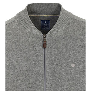 Redmond | College-Strickjacke | Baumwoll-Cardigan mit Reiverschluss | Grau