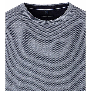 CasaModa | Rundhals-Pullover | Baumwolle Strukturstrick | Blaugrau