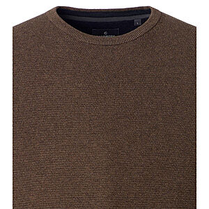 CasaModa | Rundhals-Pullover | Baumwolle Strukturstrick | Braun