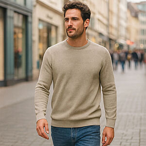 CasaModa | Rundhals-Pullover | Baumwolle Strukturstrick | Beige