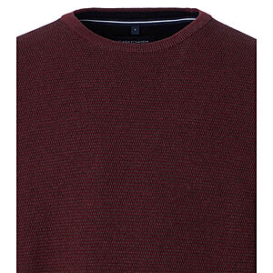CasaModa | Rundhals-Pullover | Baumwolle Strukturstrick | Burgund