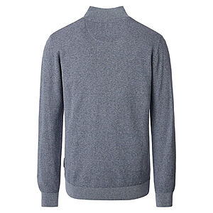 CasaModa | Pullover mit Troyer-Kragen | Baumwolle Strukturstrick | Blaugrau