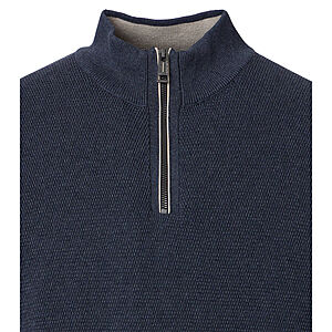 CasaModa | Pullover mit Troyer-Kragen | Baumwolle Strukturstrick | Marine