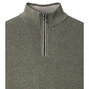 CasaModa | Pullover mit Troyer-Kragen | Baumwolle Strukturstrick | Gr�n