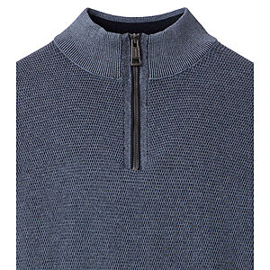 CasaModa | Pullover mit Troyer-Kragen | Baumwolle Strukturstrick | Stahlgrau