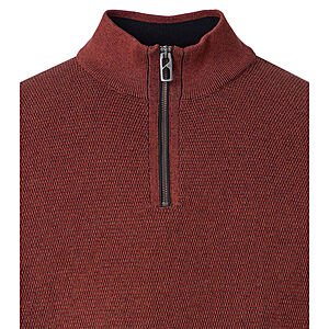 CasaModa | Pullover mit Troyer-Kragen | Baumwolle Strukturstrick | Terra