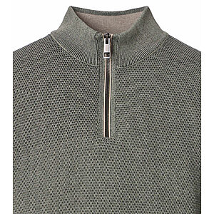 CasaModa | Pullover mit Troyer-Kragen | Baumwolle Strukturstrick | Schilf